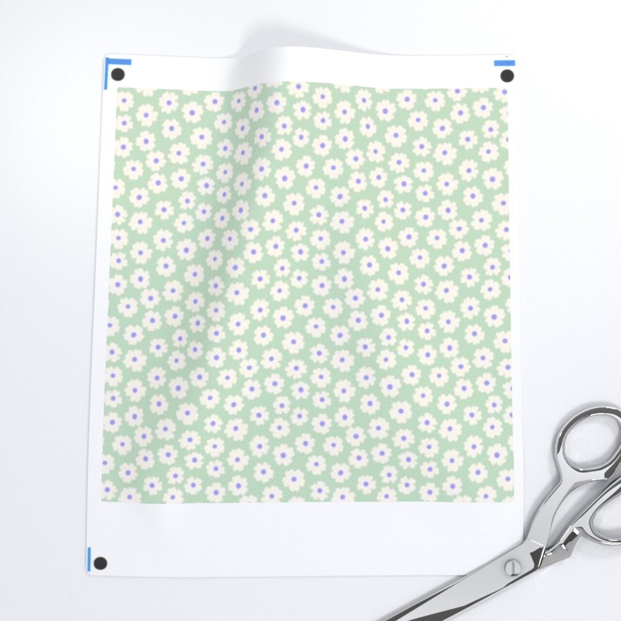 Ditsy Daisy Flower Mint Green Cute Floral Small Scale Kids Spring Pretty Pastel Custom Printed Fabric by Spoonflower Various Fabrics by the Yard or Fat Quarter